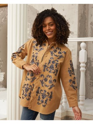 Gabardin Nakışlı Gömlek