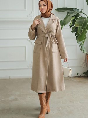 Vizon Kapak Detaylı Kaşe Kaban