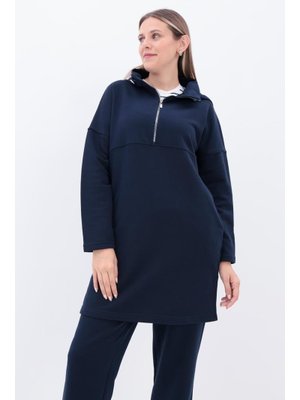 Lacivert Robalı Kapüşonlu Pantolonlu Takım