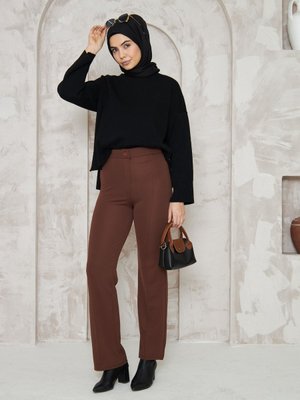 Likralı Önü Çimalı Palazzo Pantolon