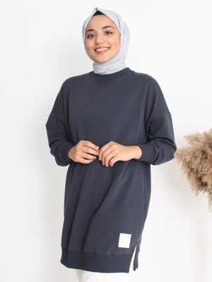 İki İplik Düz Renk Ribanalı Sweatshirt İki İplik Düz Renk Ribanalı Sweatshirt