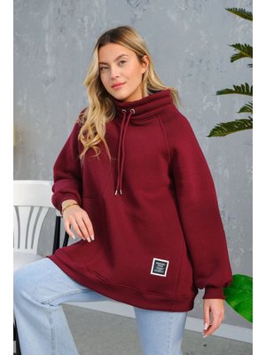 Bordo Hakim Yaka Cep Detay Sweat Bordo Hakim Yaka Cep Detay Sweat