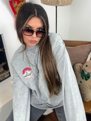 Gri Santa Monica Sırt Baskılı Sweatshirt Gri Santa Monica Sırt Baskılı Sweatshirt