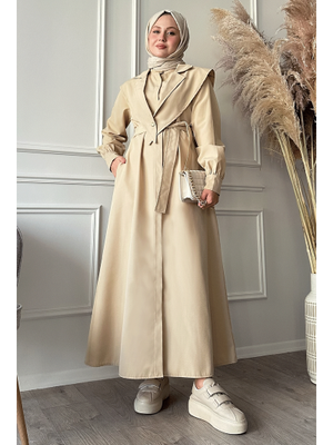 Bolerolu Kemerli Bej Trençkot