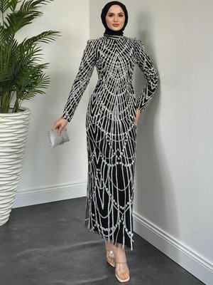 Zayne Simli Pullu Abiye Elbise Siyah Zayne Simli Pullu Abiye Elbise Siyah