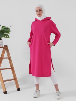 Kapüşonlu Sweatshirt Fuşya Kapüşonlu Sweatshirt Fuşya