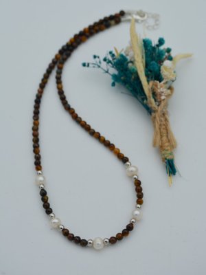 Çok Renkli Kaplangözü Ve İnci Kolye