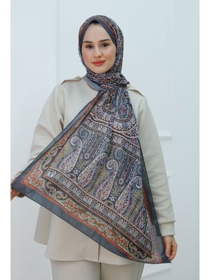 Antrasit Etnik Desen Şal