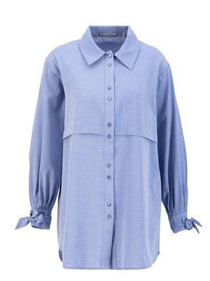 Kol Detaylı Gömlek Lacivert