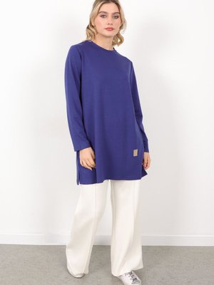 Kado Kristal Penye Sıfır Yaka Rahat Kesim Basic Uzun Tunik Kado Kristal Penye Sıfır Yaka Rahat Kesim Basic Uzun Tunik