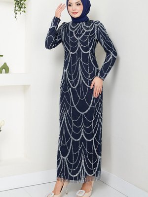 Sim Detaylı Şık Abiye Elbise M Laci Sim Detaylı Şık Abiye Elbise M Laci