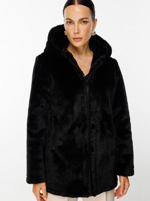 Siyah Kapüşonlu Peluş Kaban