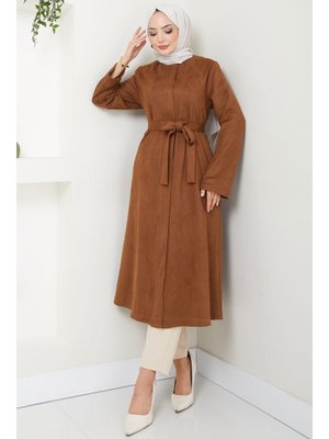 Taba Fermuarlı Kuşaklı Süet Kap