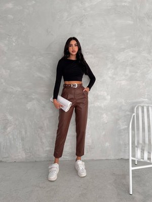 Kemerli Pantolon Suni Pantolon/ Kadın Deri Pantolon