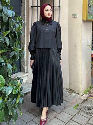 Elisa Piliseli Etek Siyah Elisa Piliseli Etek Siyah