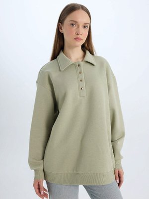 Regular Fit Polo Yaka İçi Yumuşak Tüylü Kalın Kumaş Sweatshirt Tunik D1600ax24au