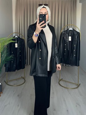 Kruvaze Siyah Deri Ceket Trend Moda Store Kruvaze Siyah Deri Ceket Trend Moda Store