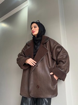 Acı Kahve İçi Kürklü Mont