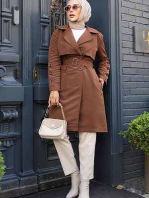 Kemerli Kahverengi Trençkot
