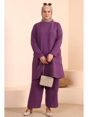 Mürdüm Kadin Giyim Buyuk Beden Tesettur İkili Ayrobin Pantolon Tunik Takım