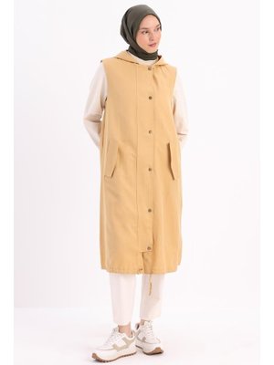 Sarı Kapüşonlu Çıtçıtlı Yelek