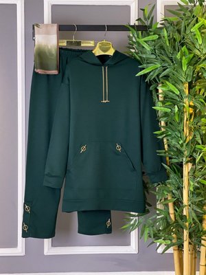 Kalite İkili Zincir Detaylı Ve Cepli Kapüşonlu Eşofman Takım