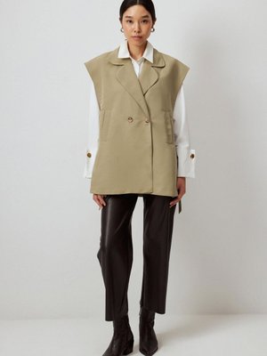 Kuşaklı Kruvaze Trenç Yelek