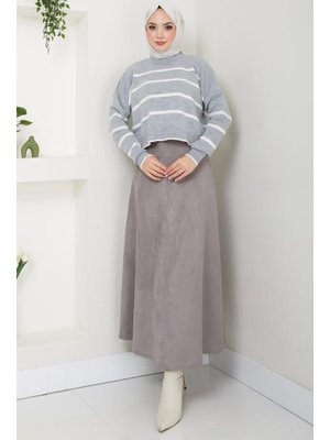 Gri Süet Mevlana Etek