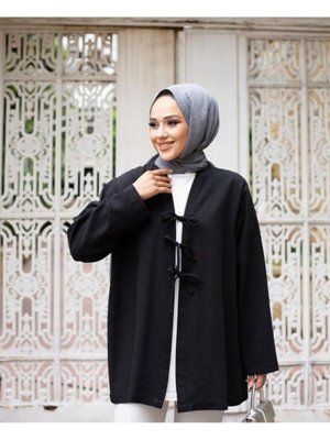 Bağlamalı Dik Yaka Gabardin Ceket