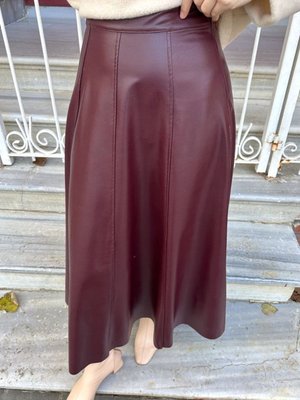Çan Deri Etek Bordo Çan Deri Etek Bordo
