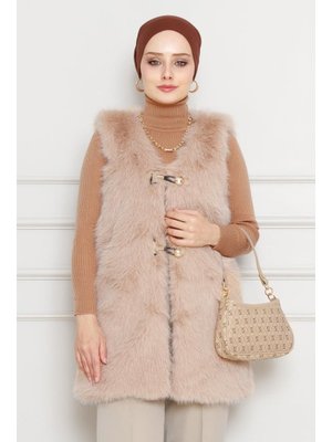 Sütlü Kahve Peluş Kürk Yelek Sütlü Kahve Peluş Kürk Yelek