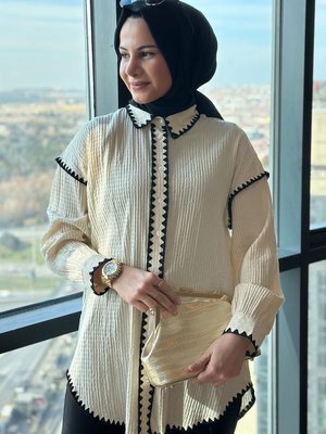 Fisto Detaylı Gömlek Krem