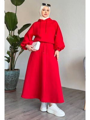 Balon Kol Sweat Etekli Kırmızı Takım Balon Kol Sweat Etekli Kırmızı Takım