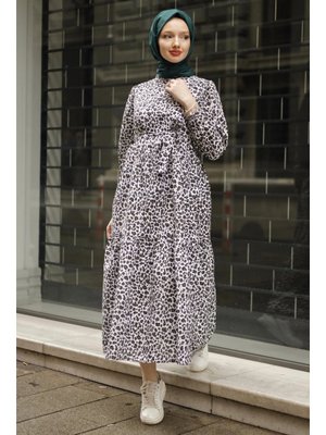 Emla Leopar Desen Haki Elbise