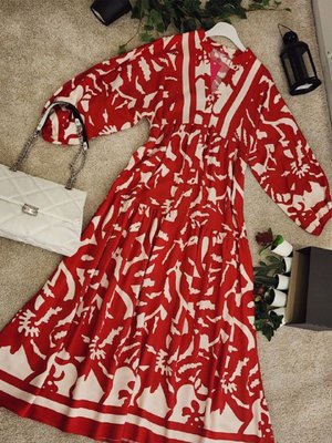 Kırmızı Tesettür Elbise