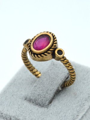 Barok Tasarım Yakut Taşlı Yüzük Bakir Renk