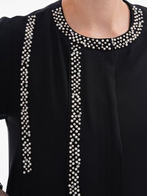 Düğünlük Krep Ferace İncili Fermuarlı Cepli Özel Tasarım Büyük Beden Düğünlük Krep Ferace İncili Fermuarlı Cepli Özel Tasarım Büyük Beden