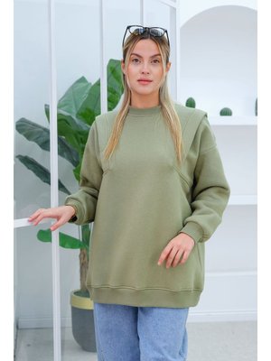 Yeşil Çift Omuz Detaylı Sweat Yeşil Çift Omuz Detaylı Sweat