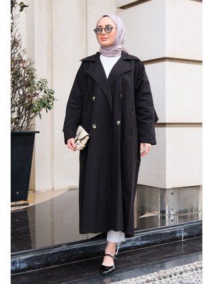 Siyah Bel Bağlamalı Trençkot Siyah Bel Bağlamalı Trençkot