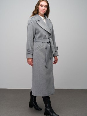 Düşük Kol Apolet Detaylı Kruvaze Oversize Kaban A.gri