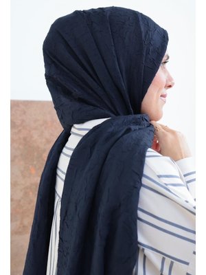 Koyu Lacivert Bambu Kraş Şal