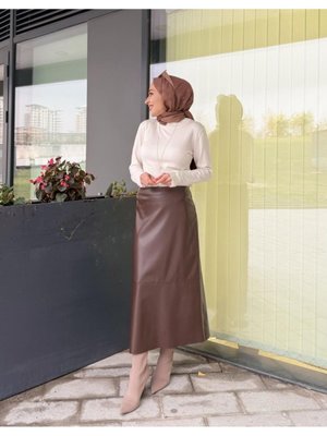 Alesi Maxi Boy Suni Deri Etek