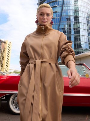 Fermuarlı Comfort Trençkot Camel Fermuarlı Comfort Trençkot Camel