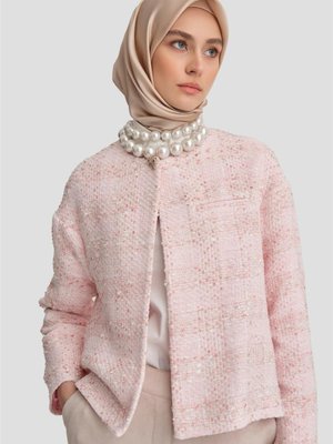 Pamuk Içerikli Tüvıt Ceket Pembe Pamuk Içerikli Tüvıt Ceket Pembe