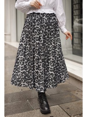 Limay Leopar Desen Gri Etek