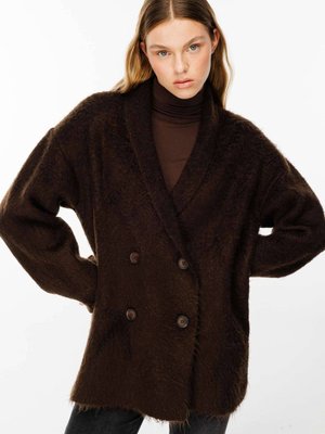 Düğme Detaylı Kahve Hırka