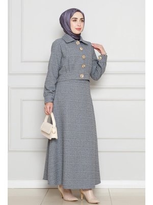 Gri Simli Tüvit Kumaş İkili Takım