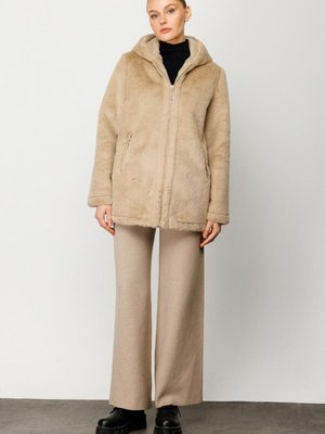 Vizon Kapüşonlu Peluş Kaban