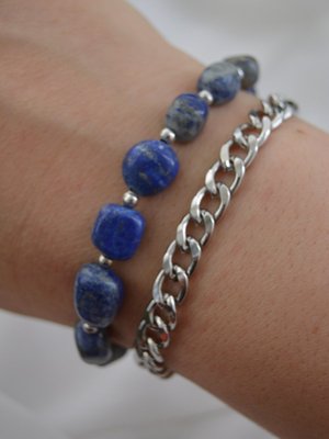 Çok Renkli Lapis Lazuli Taşlı İkili Bileklik