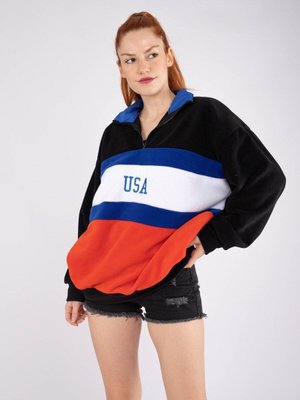 Siyah Usa Parçalı Polar